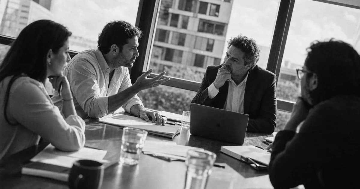 Gerente y equipo revisan una práctica de trabajo concreta
