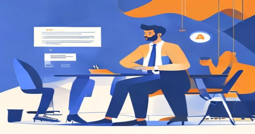 Manager en conversación uno a uno con colaborador, ambos sentados, tono directo y sin tensión visible